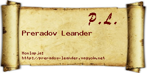 Preradov Leander névjegykártya